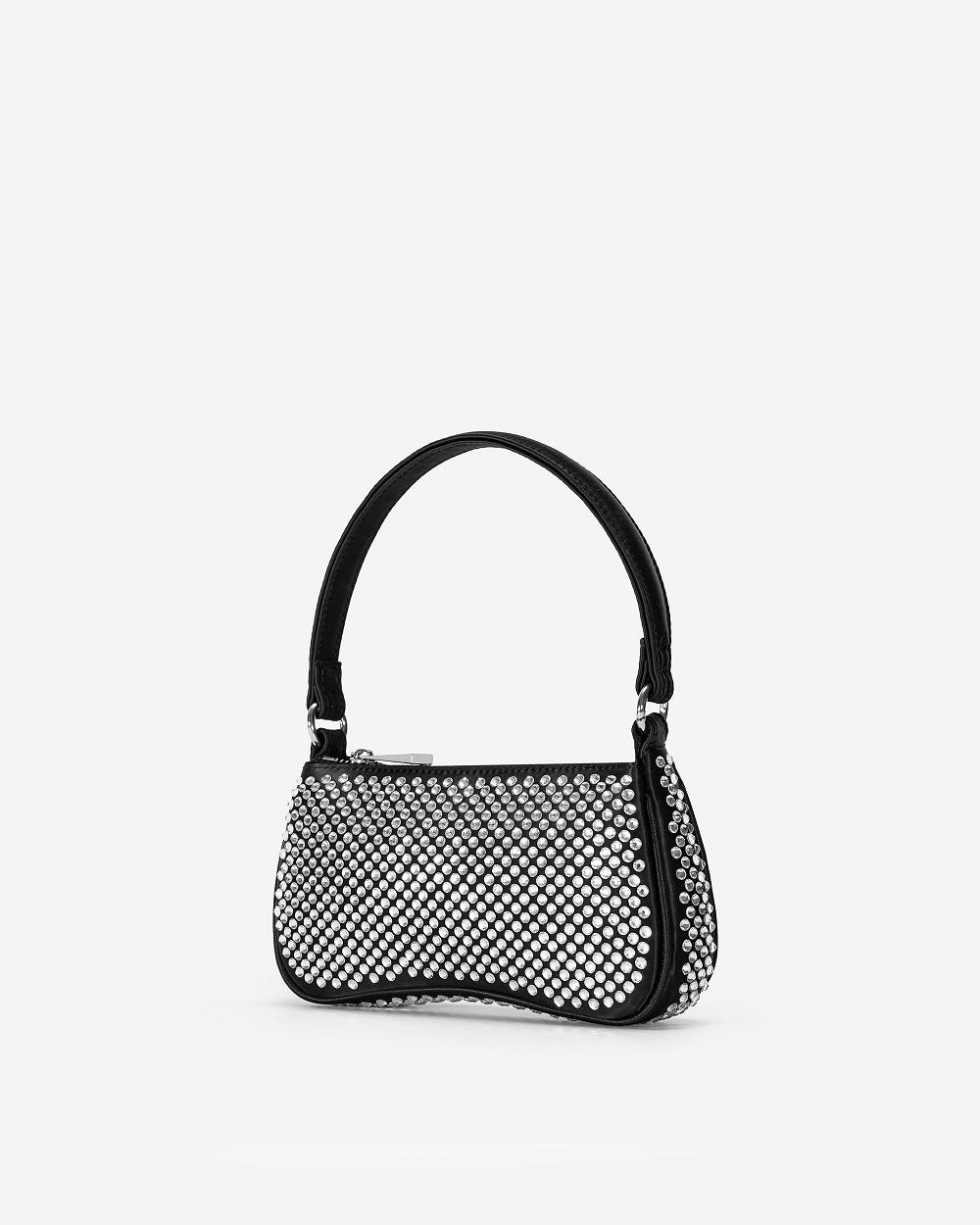 Torby Przez Ramię JW PEI Eva Artificial Crystal Mini Women Czarne | PL1232DN