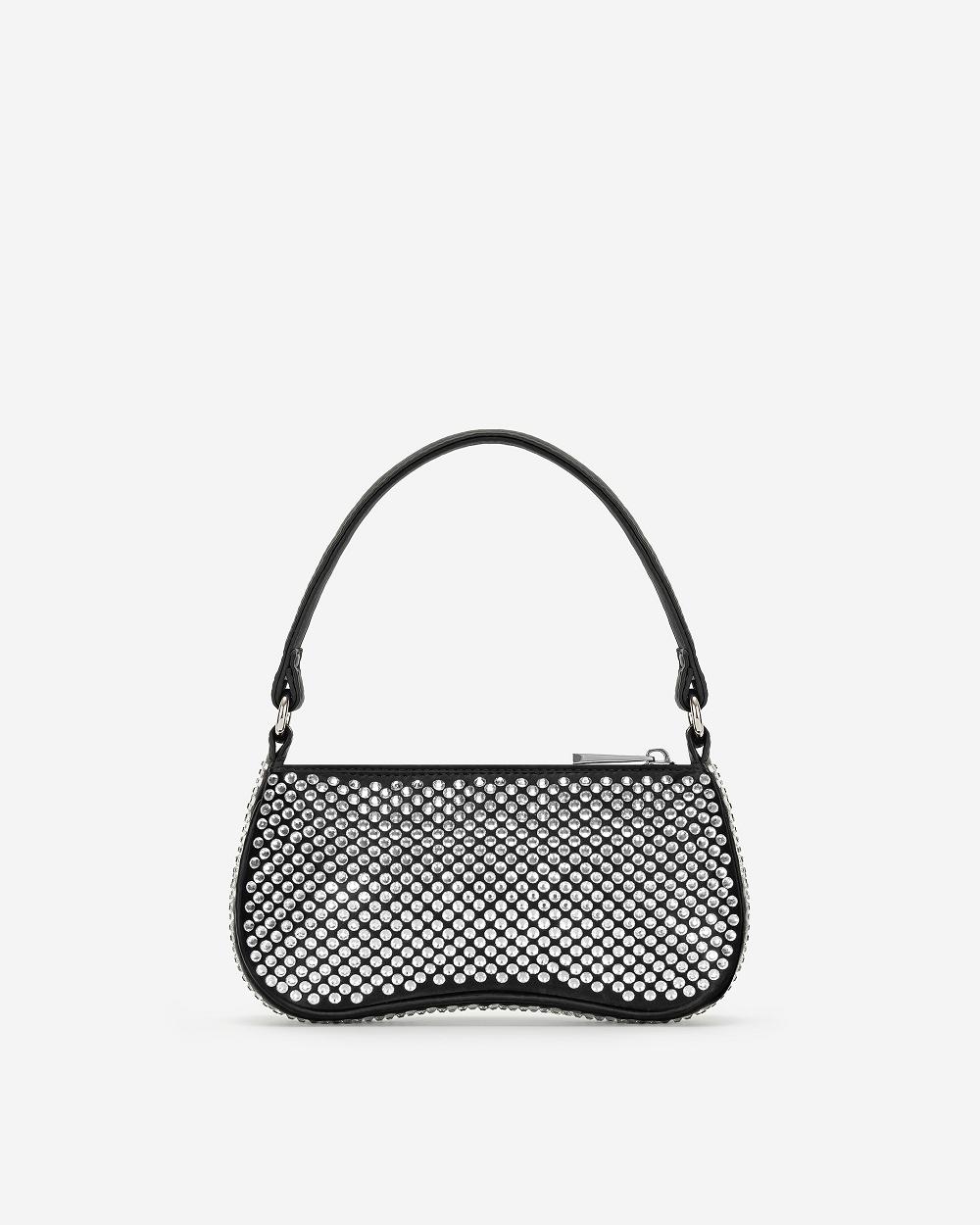 Torby Przez Ramię JW PEI Eva Artificial Crystal Mini Women Czarne | PL1232DN