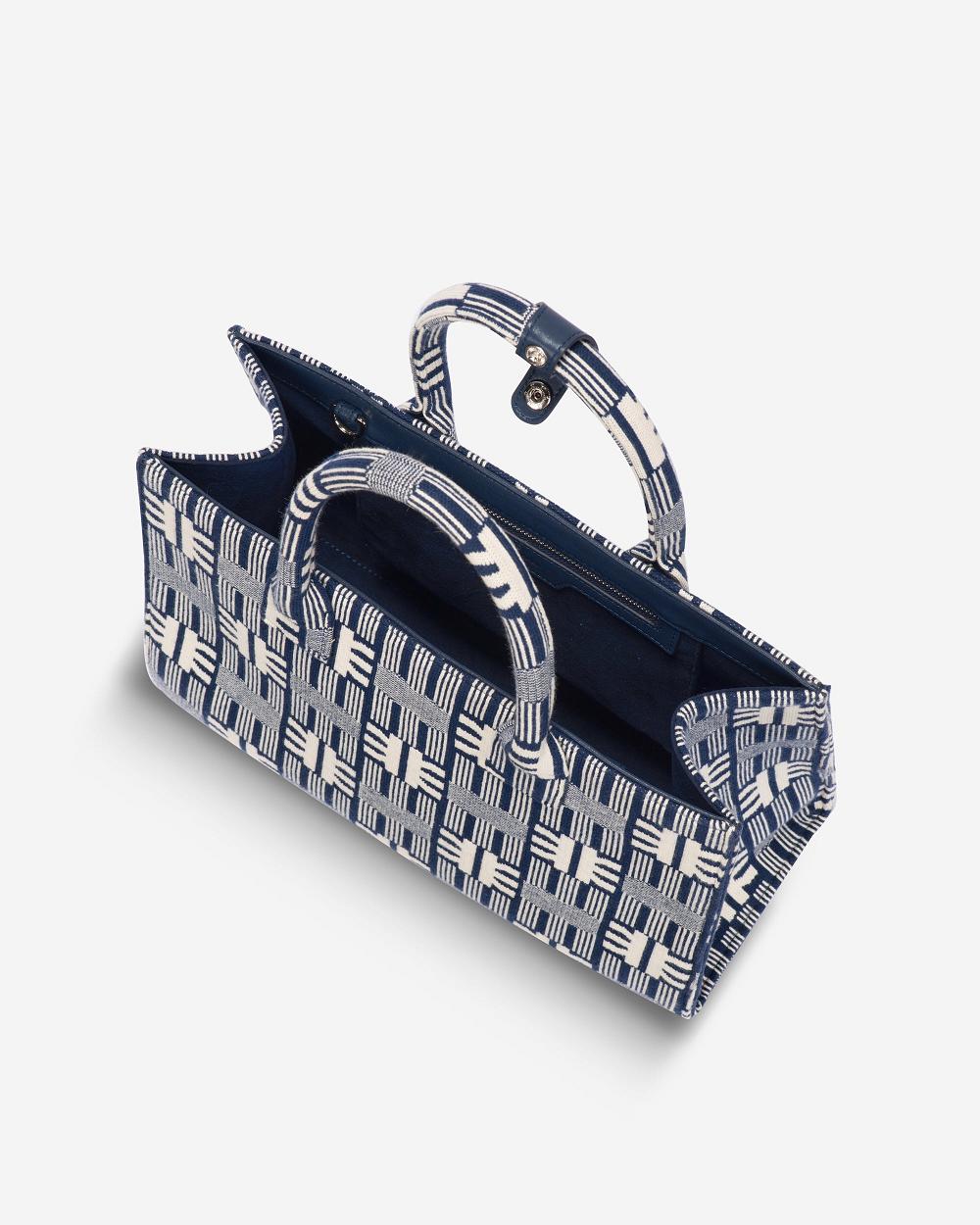 Torby Tote JW PEI FEI Jacquard Knit Medium Women Granatowe | PL1342LH