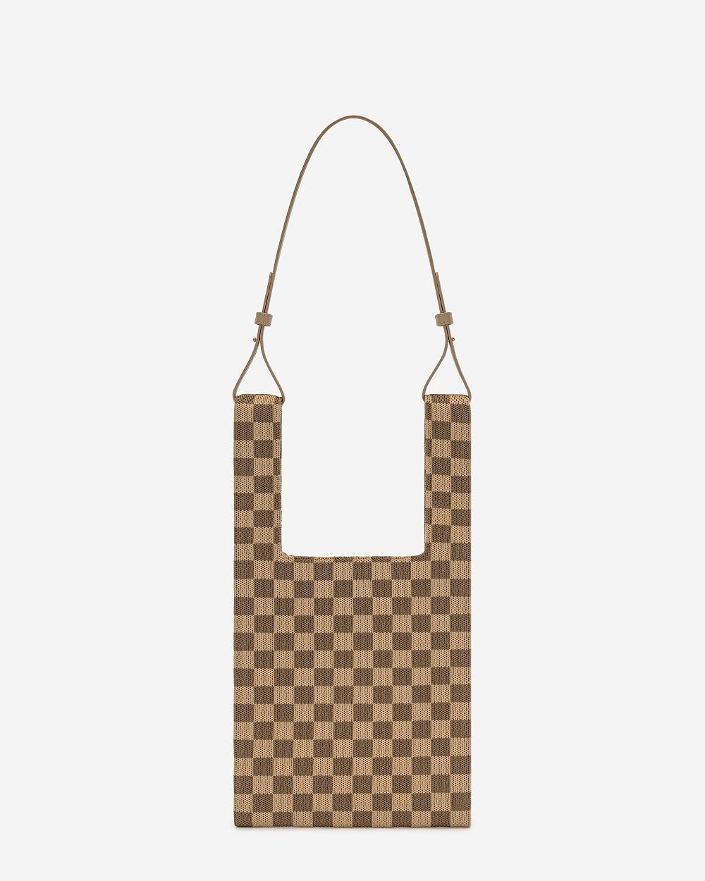 Torby Tote JW PEI Shea Checkerboard Trykotowy Women Brązowe | PL1352EX