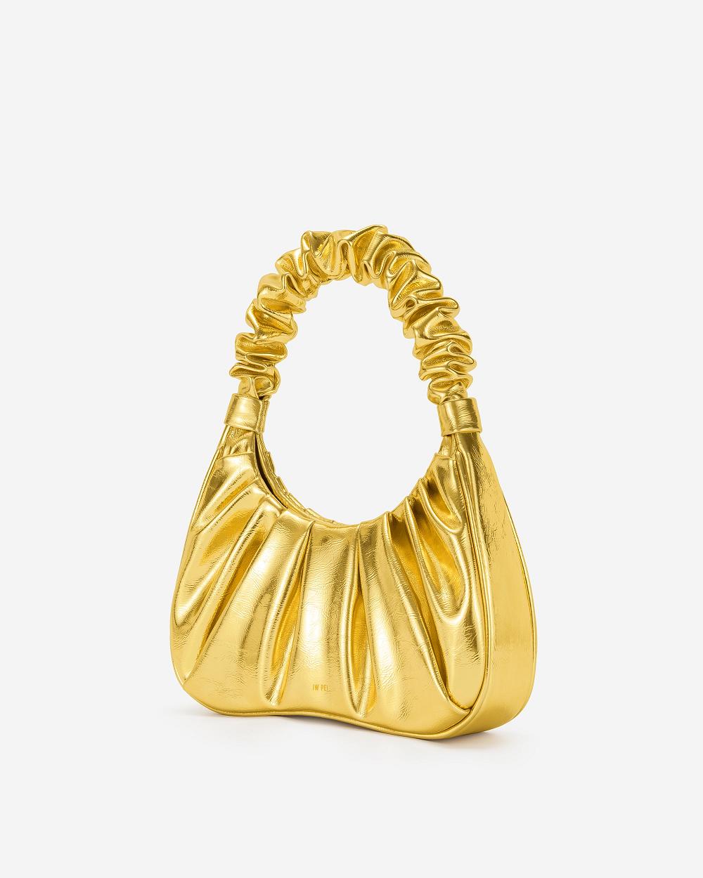 Torebki JW PEI Gabbi Metallic Ruched Hobo Women Złote | PL1097IS