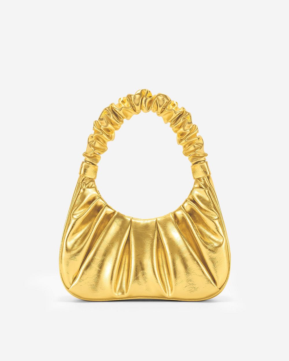 Torebki JW PEI Gabbi Metallic Ruched Hobo Women Złote | PL1097IS