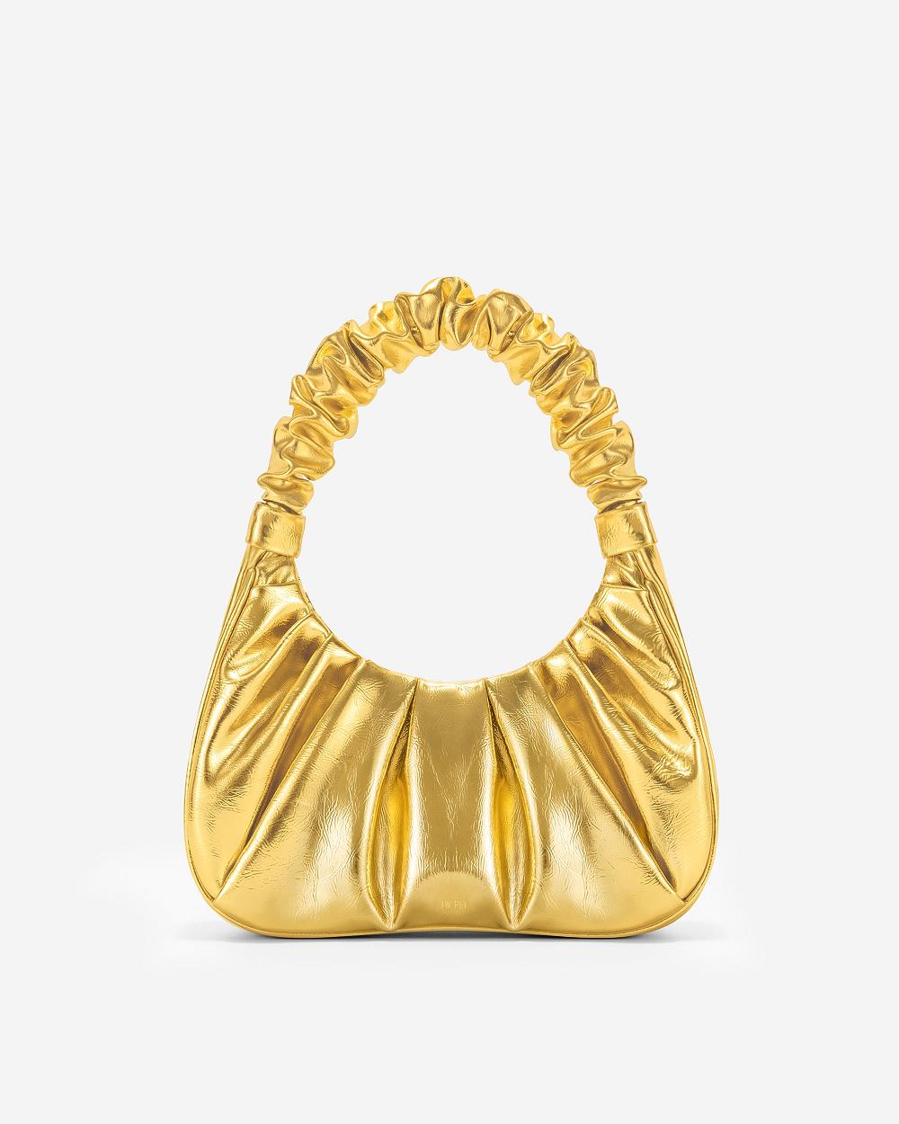 Torebki JW PEI Gabbi Metallic Ruched Hobo Women Złote | PL1097IS
