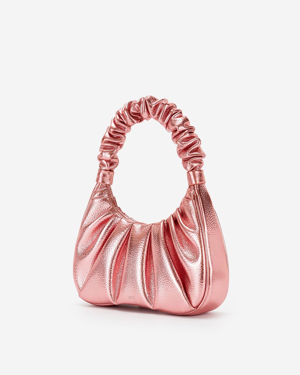 Torebki JW PEI Gabbi Metallic Ruched Hobo Women Różowe | PL1098OR