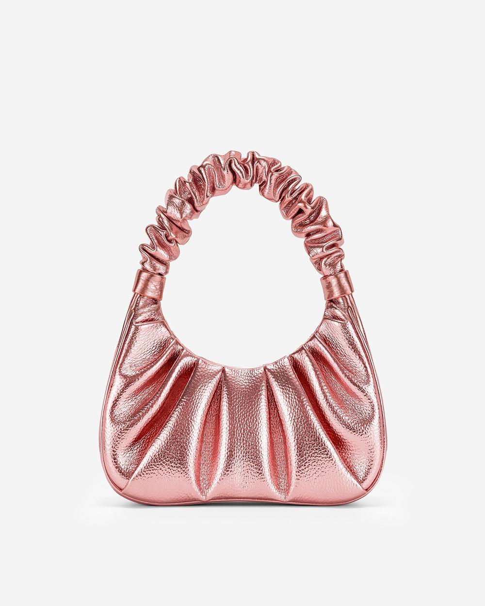 Torebki JW PEI Gabbi Metallic Ruched Hobo Women Różowe | PL1098OR