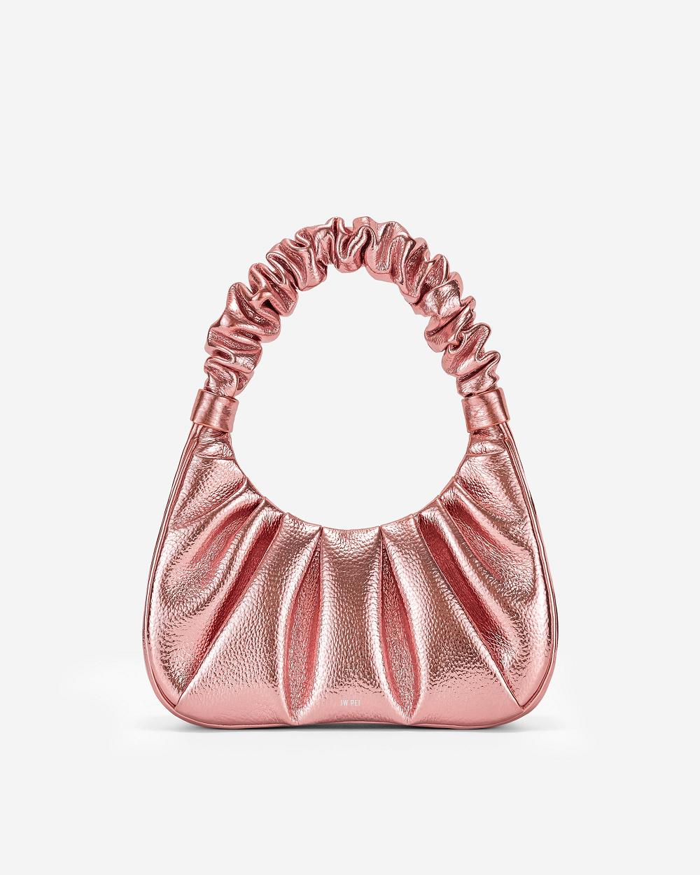 Torebki JW PEI Gabbi Metallic Ruched Hobo Women Różowe | PL1098OR