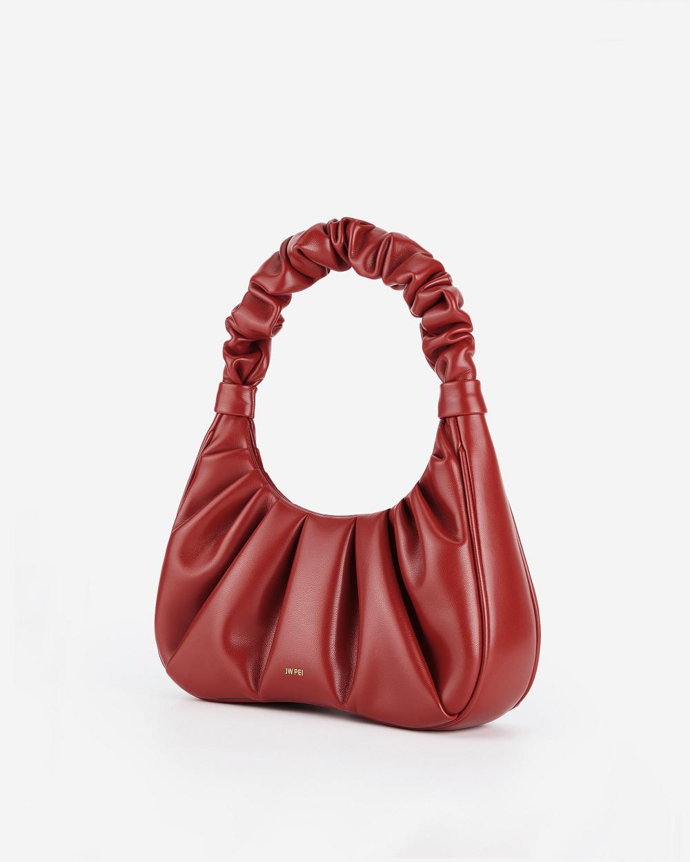 Torebki JW PEI Gabbi Ruched Hobo Women Bordowe | PL1111CE