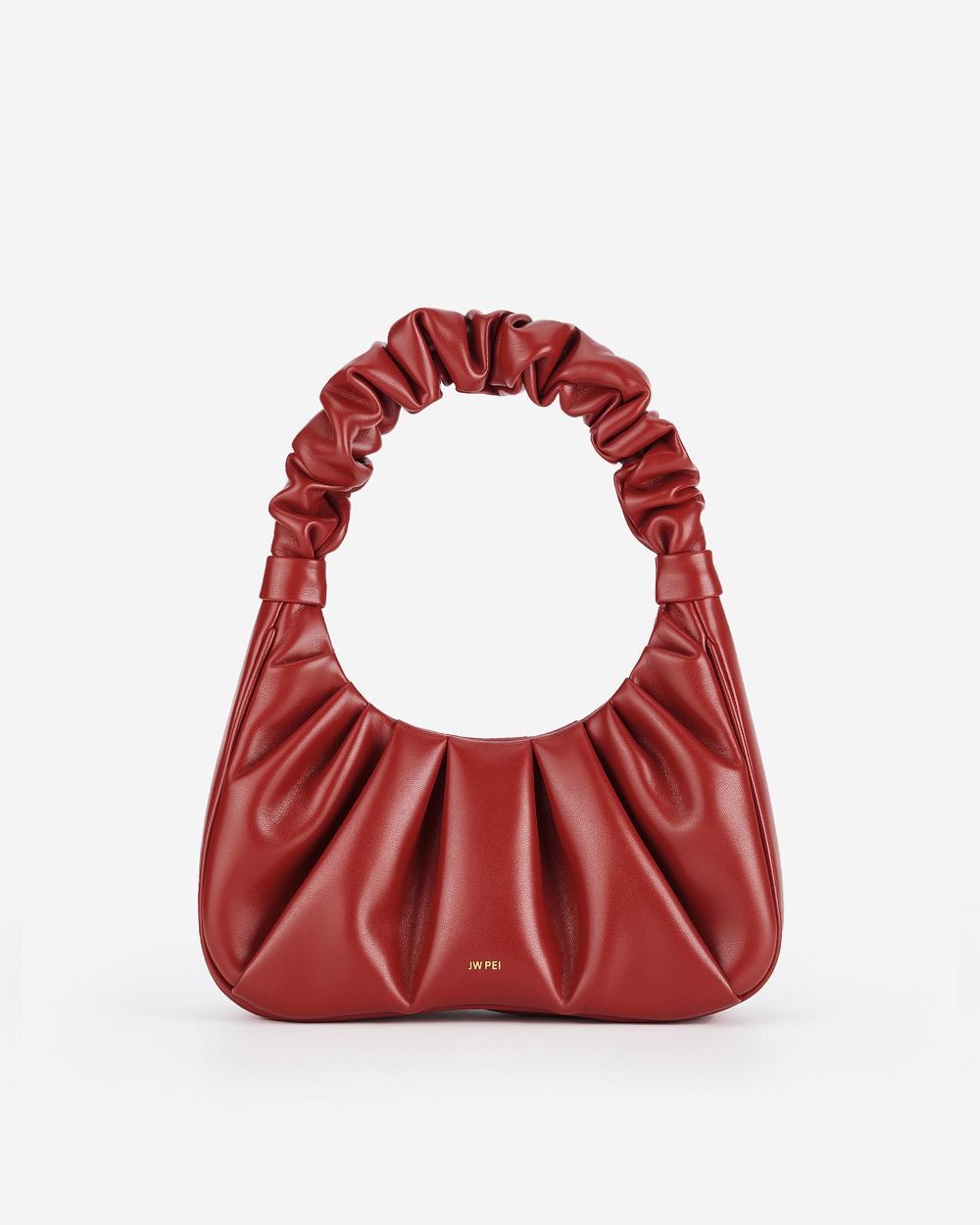 Torebki JW PEI Gabbi Ruched Hobo Women Bordowe | PL1111CE
