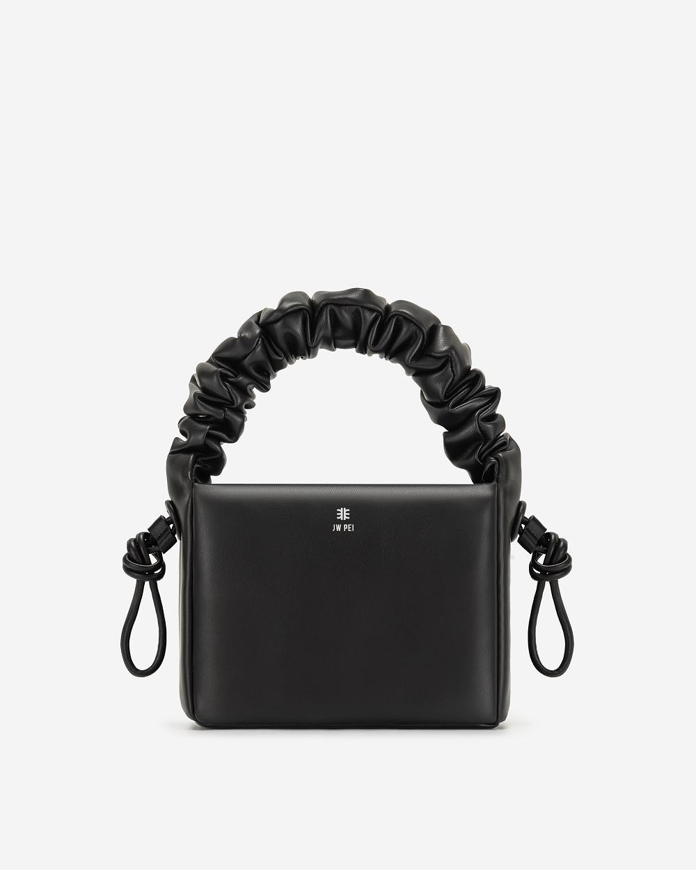 Torebki JW PEI Rylee Pofałdowany Drawstring Top Handle Women Czarne | PL1147YU